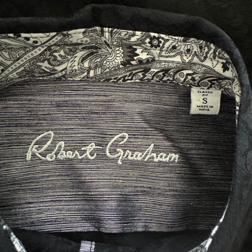 Robert Graham Bayview Black Damask Jacquard Button Down Shirt Mens Small New - Picture 6 of 9